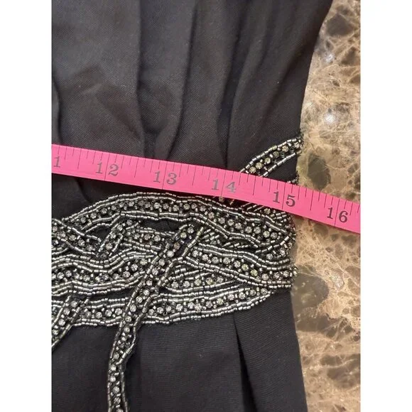LAFAYETTE 148 BlackSilver Beaded Embellished Waist Ponte Knit Cocktail Dress Sz6 - Picture 7 of 13